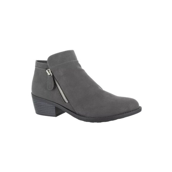 Easy Street Womens Gusto Comfort Booties 7M Zip Faux Leather Gray NEW - Picture 1 of 8